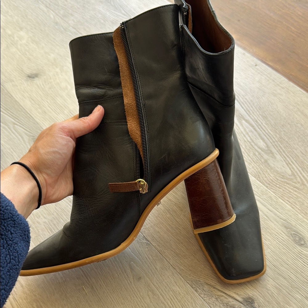 ALOHAS Black and Brown Heeled Boots
